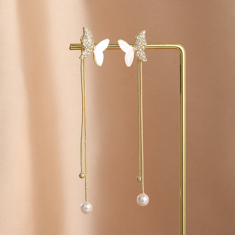 Hanging Tassel Drop Stud Earrings
