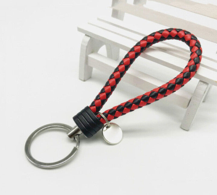 Colorful Braided Faux Leather Strap Keyring