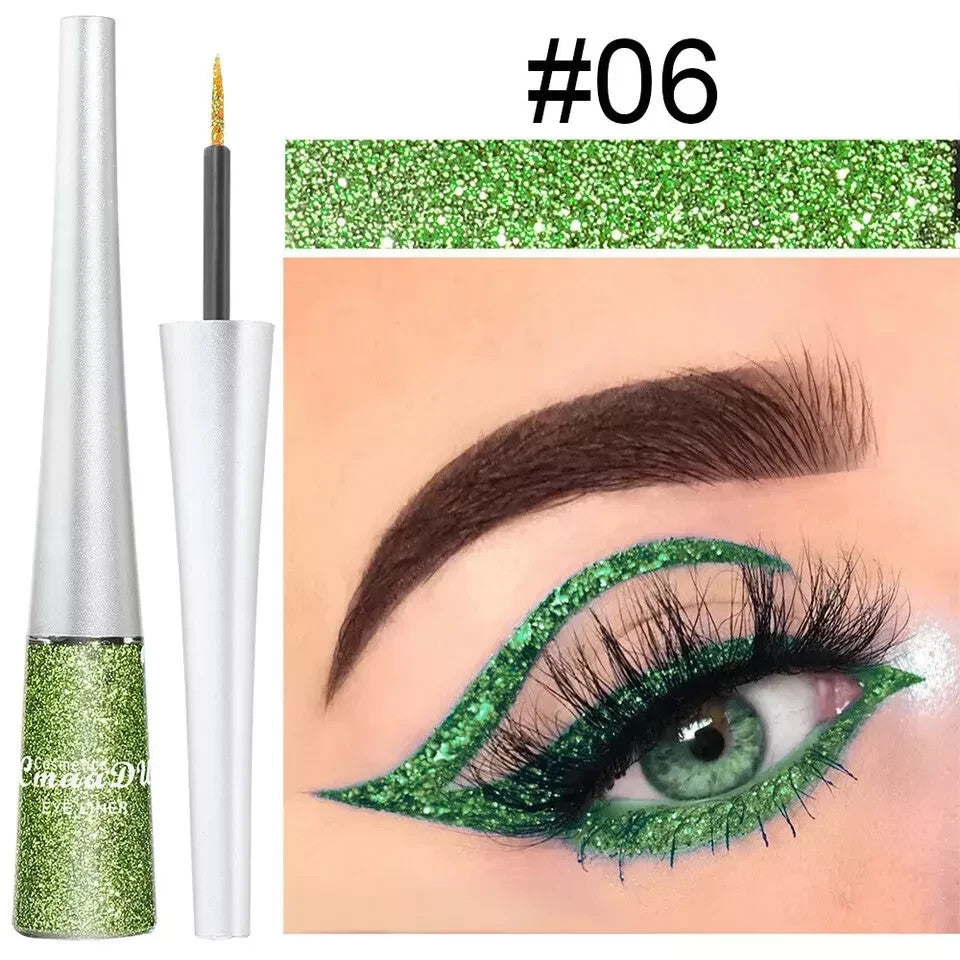 Waterproof Glitter Liquid Eyeliner Long Wear Shimmer Eye Makeup Beauty Cosmetic