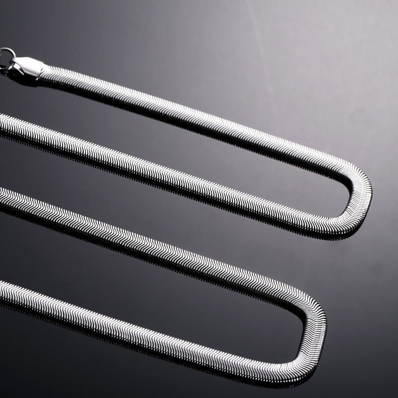 Titanium Silver Herringbone Snake Chain Necklace Flat Women Jewellery Gift UK