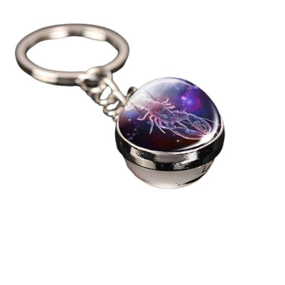 Luminous Glass Ball Zodiac Keychain