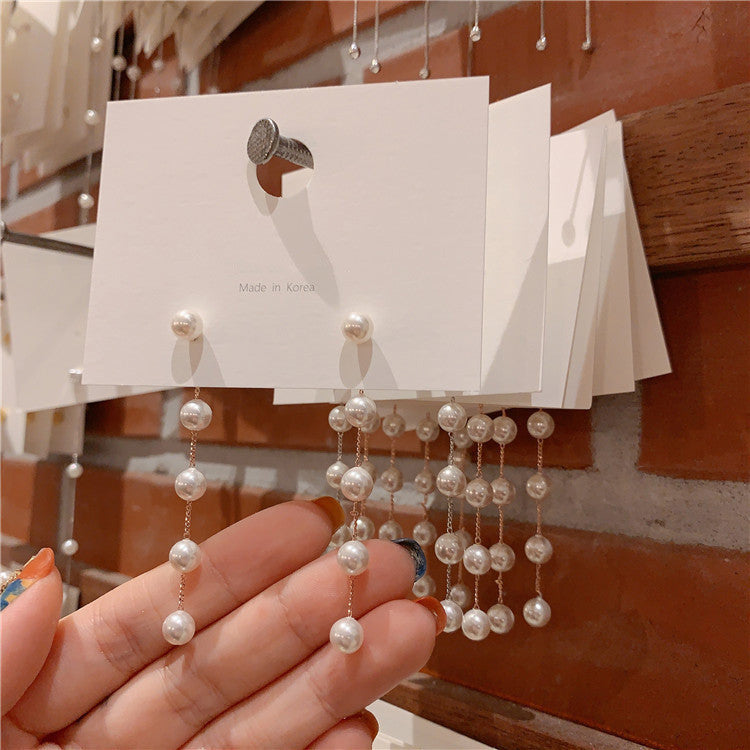 Hanging Tassel Drop Stud Earrings