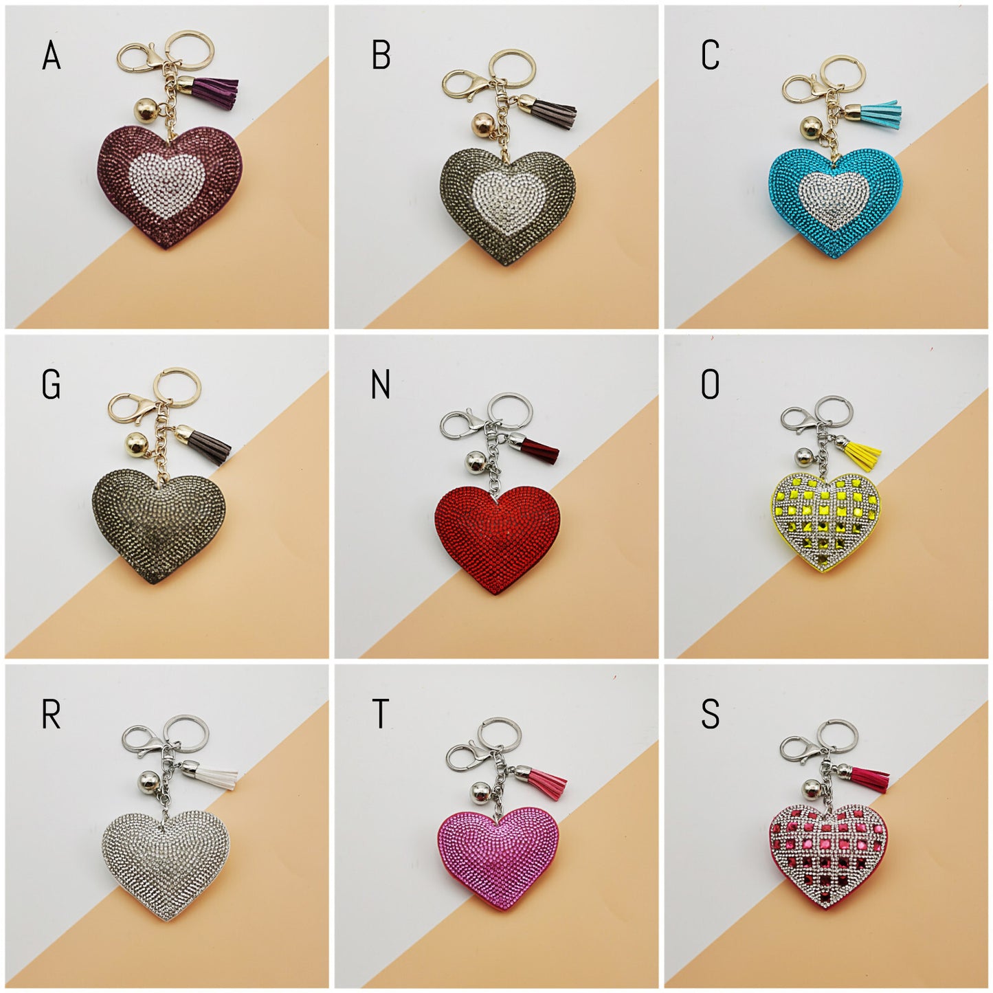 Heart Crystal Rhinestone Keyring