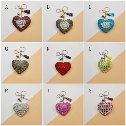 Heart Crystal Rhinestone Keyring