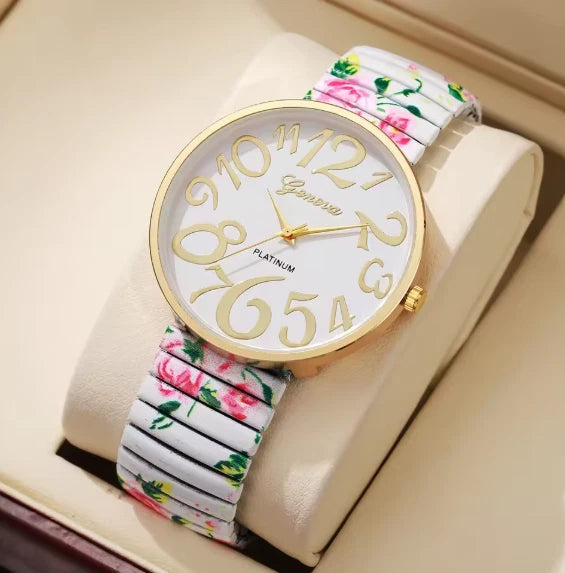 Printed Colorful Elastic Band Watch KK Labib