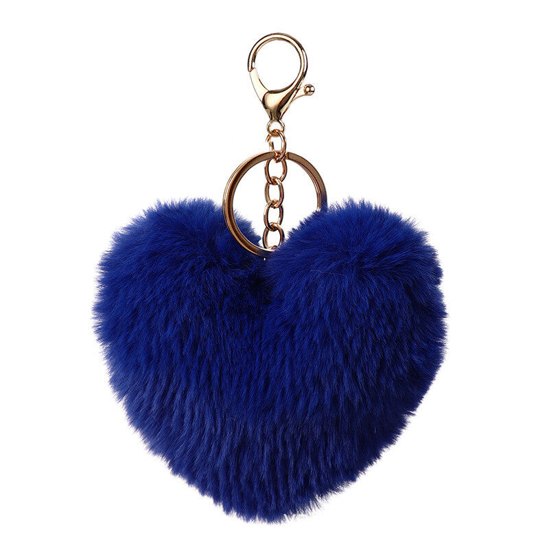 Fluffy Faux Fur Heart Keychain