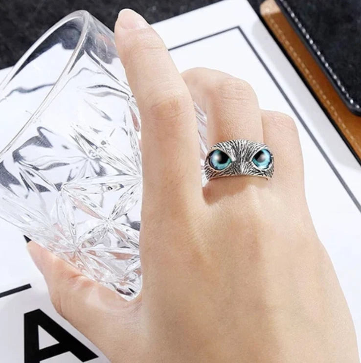 Open Adjustable Retro Devil Eye owl Ring KK Labib