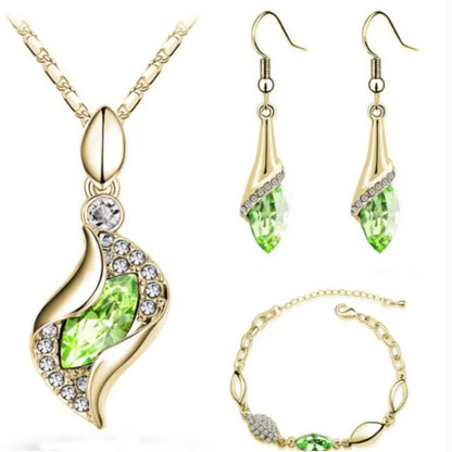 Women's Earrings Necklace Bracelet Set Silver Cubic Zirconia Ladies Jewelry Set