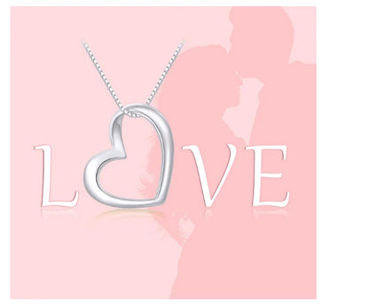 Crystal Heart Pendant Chain Necklace