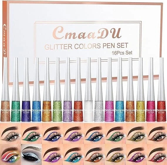 Waterproof Glitter Liquid Eyeliner Long Wear Shimmer Eye Makeup Beauty Cosmetic