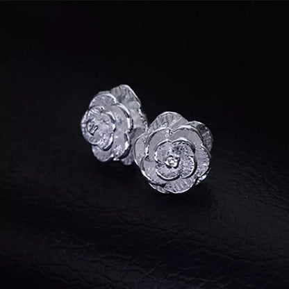 925 Sterling Silver Charm Flower Jewelry Set of 3 Necklace Earring Bangle Women