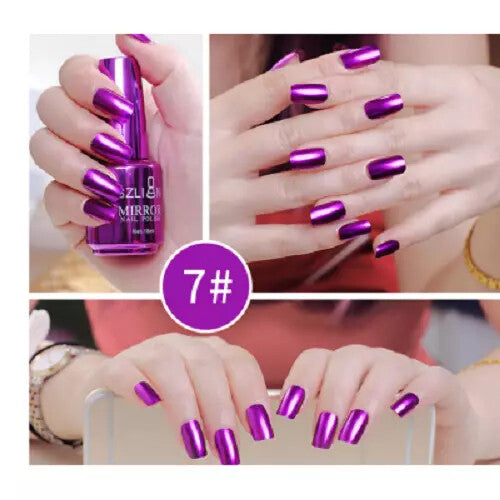 15 Colors Metallic Nail Polish Super Shine Chrome Mirror Effect Art Nail Varnish