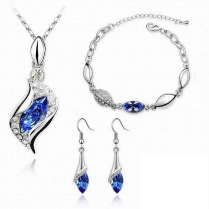 Silver Cubic Zirconia Earrings , Necklace & Bracelet Set