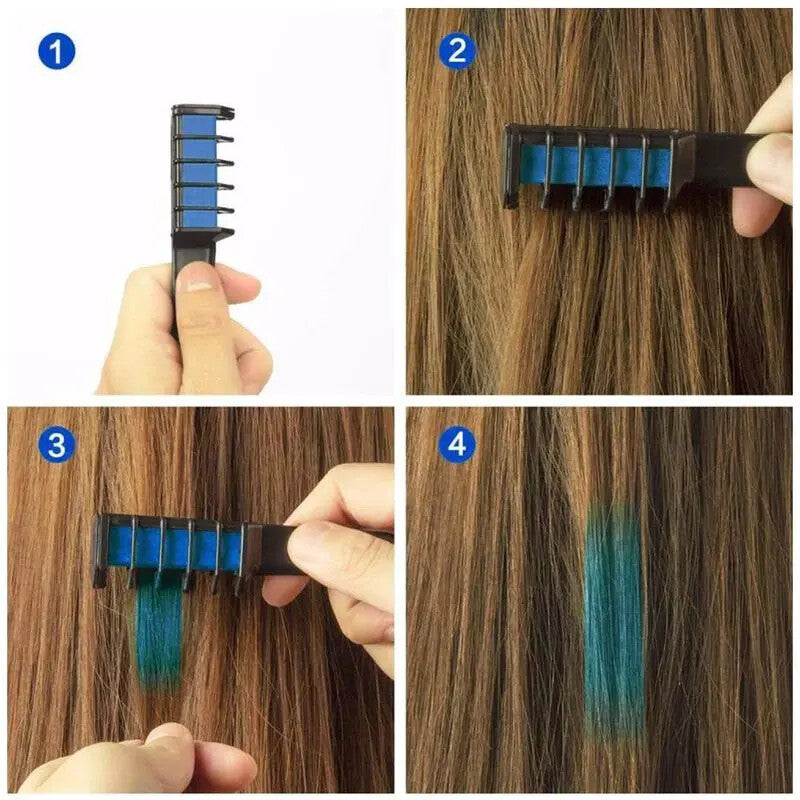 Temporary Mini Hair Color Comb Chalk Disposable Washable Dye Crayons With Brush
