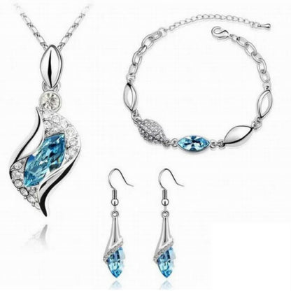 Silver Cubic Zirconia Earrings , Necklace & Bracelet Set