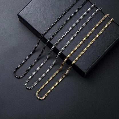 925 Stainless Steel Multicolor Pearl Box Chain Necklace Unisex KK Labib