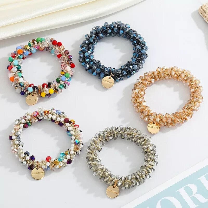 Crystal Pearl Elastic Rope Ponytail Hair Band