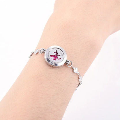 Stainless Steel Aromatherapy Locket Heart Chain Bracelet Incense Box Diffuser UK
