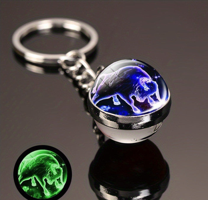 Luminous Glass Ball Zodiac Keychain