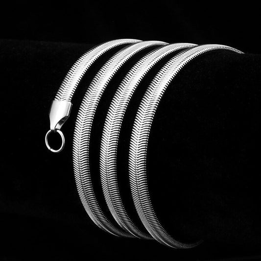 Titanium Silver Herringbone Snake Chain Necklace Flat Women Jewellery Gift UK