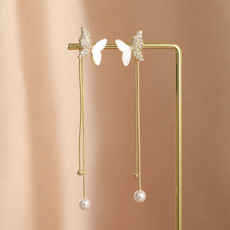 Hanging Tassel Drop Stud Earrings