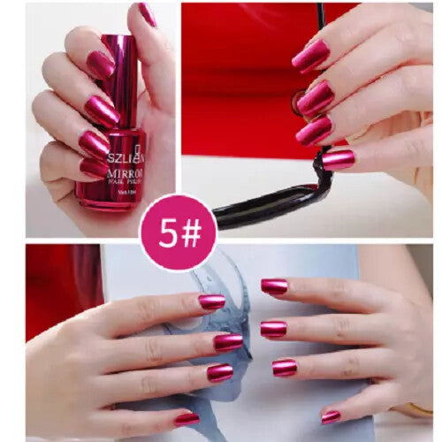15 Colors Metallic Nail Polish Super Shine Chrome Mirror Effect Art Nail Varnish