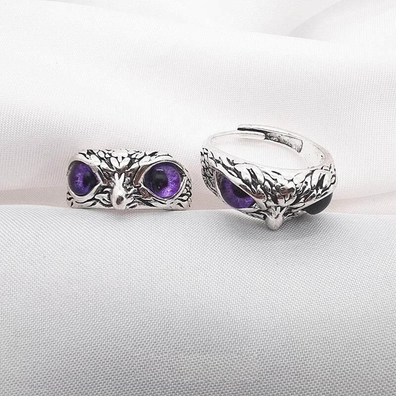 Open Adjustable Retro Devil Eye owl Ring KK Labib