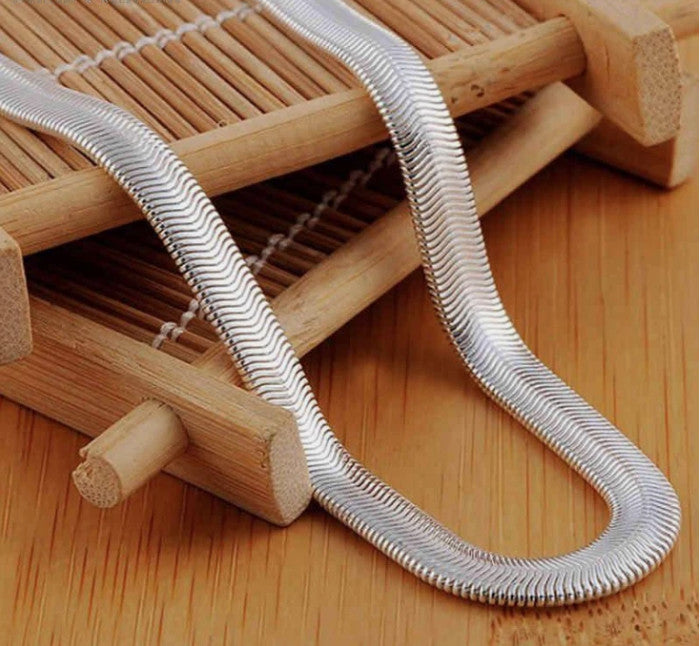 Titanium Silver Herringbone Snake Chain Necklace Flat Women Jewellery Gift UK