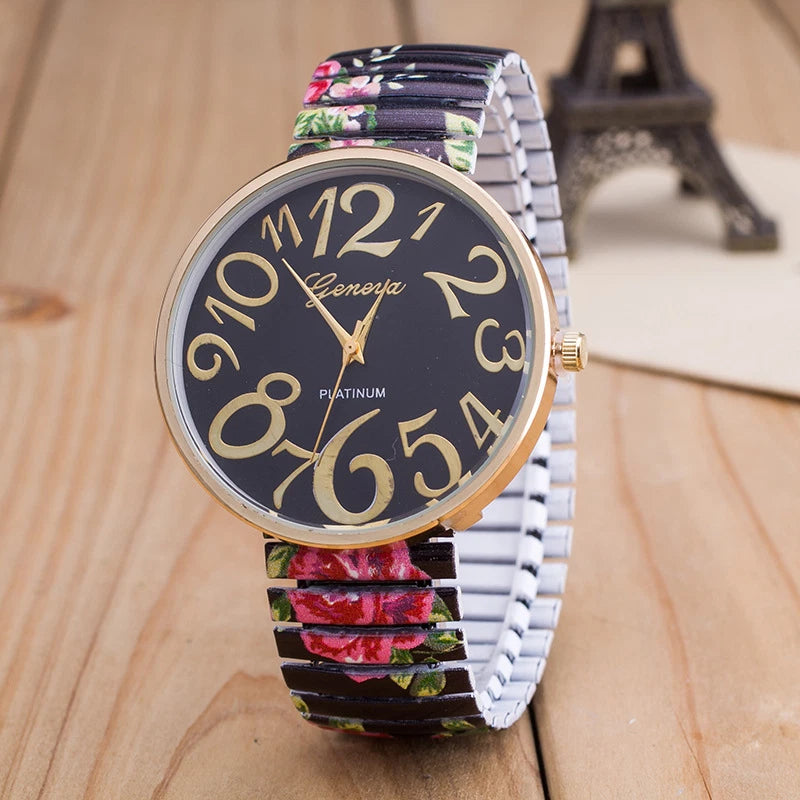Printed Colorful Elastic Band Watch KK Labib