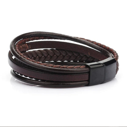 Magnetic Snap Bracelet Leather Rope KK Labib