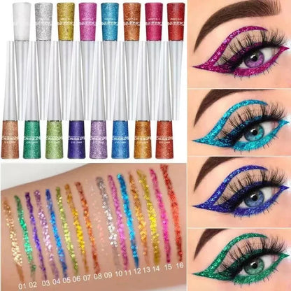 Waterproof Glitter Liquid Eyeliner Long Wear Shimmer Eye Makeup Beauty Cosmetic