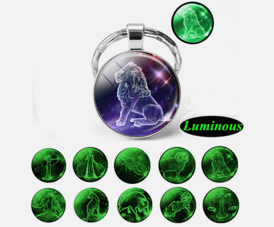 Luminous Glass Ball Zodiac Keychain