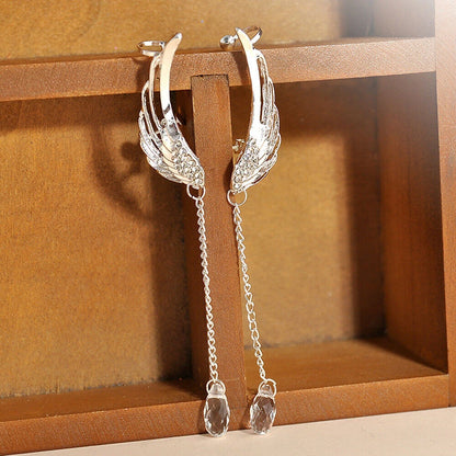Crystal Angel Wing Drop Dangle Earrings