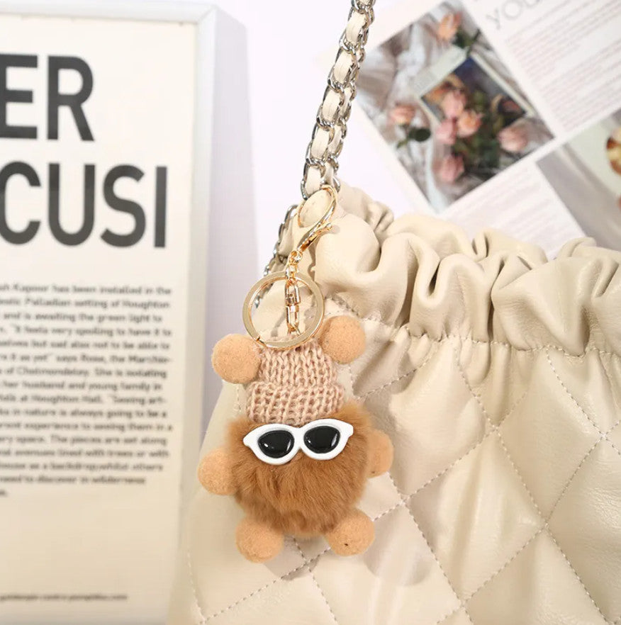 Cute Monster Pom Pom Keyrings
