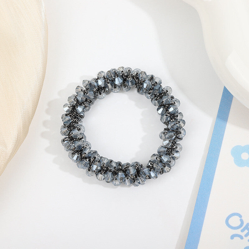 Crystal Pearl Elastic Rope Beaded Ponytail Holder Hair Band Ties Scrunchies Gift