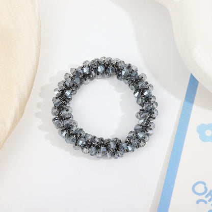 Crystal Pearl Elastic Rope Beaded Ponytail Holder Hair Band Ties Scrunchies Gift