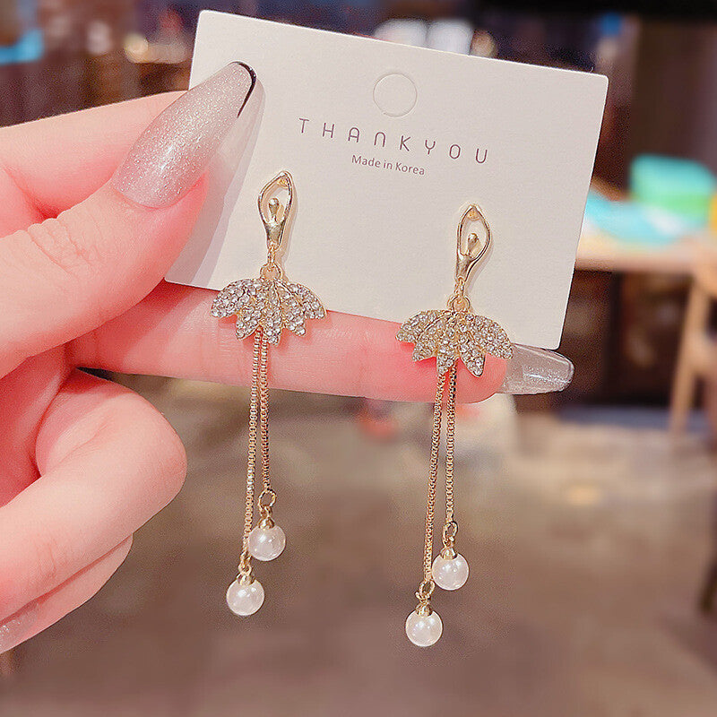 Hanging Tassel Drop Stud Earrings