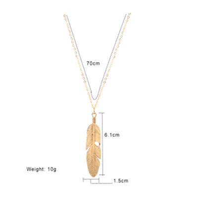 Feather Leaf Pendant Necklace. KK Labib