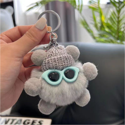 Cute Monster Pom Pom Keyrings