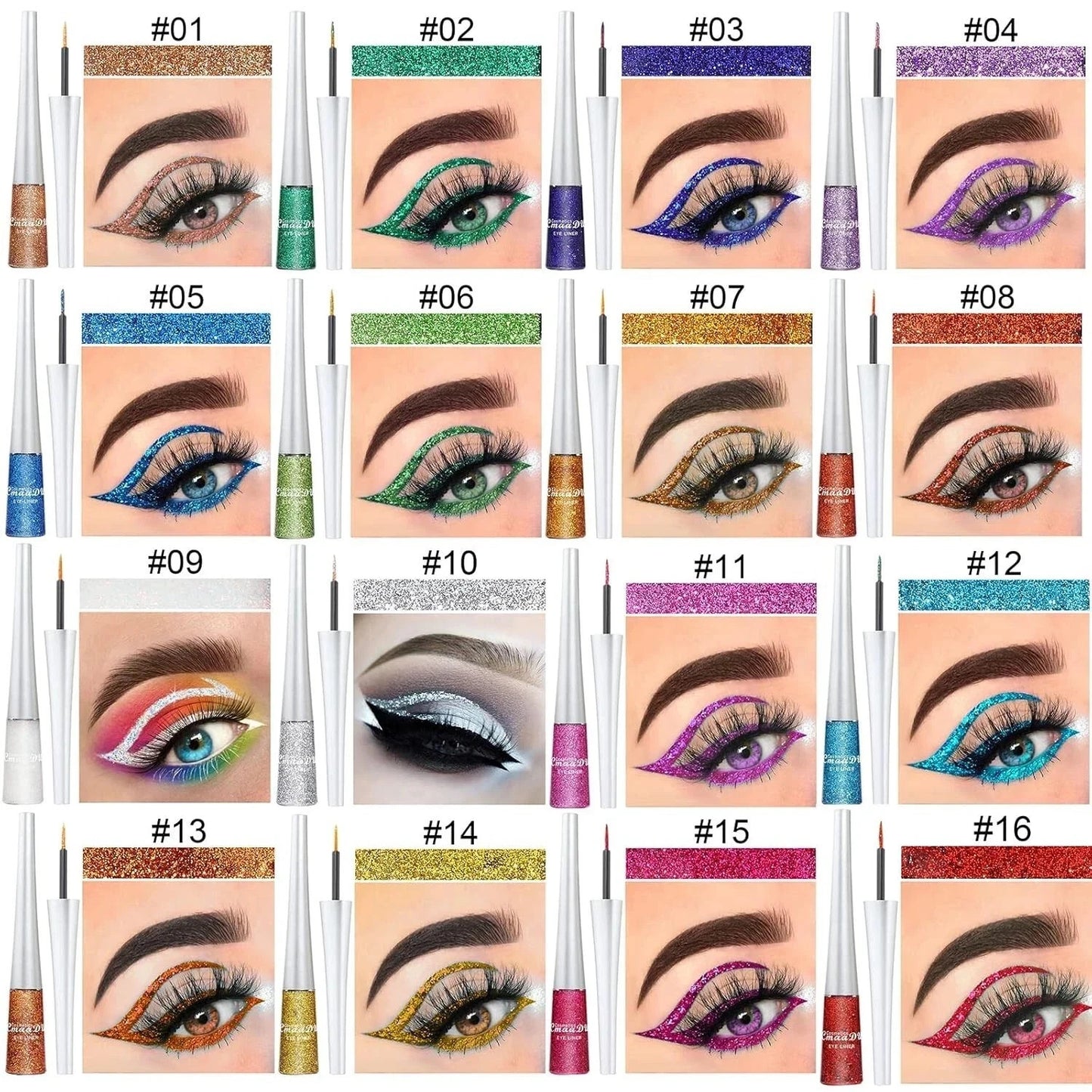 Waterproof Glitter Liquid Eyeliner Long Wear Shimmer Eye Makeup Beauty Cosmetic
