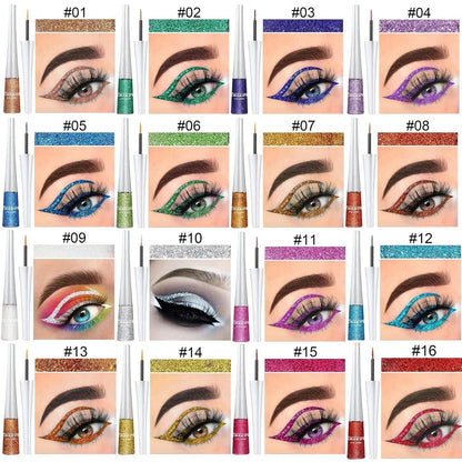 Waterproof Glitter Liquid Eyeliner Long Wear Shimmer Eye Makeup Beauty Cosmetic