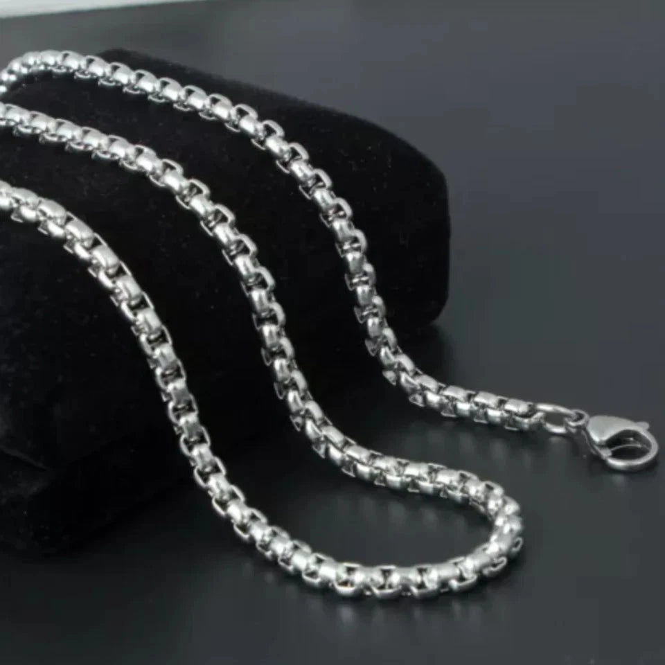 925 Stainless Steel Multicolor Pearl Box Chain Necklace Unisex KK Labib