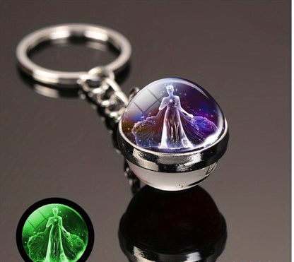 Luminous Glass Ball Zodiac Keychain