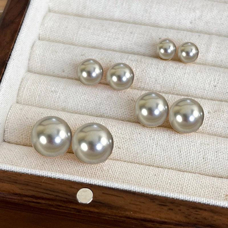 925 Sterling Silver White Pearl Resin Stud Earrings Wedding Jewellery 8mm-14mm