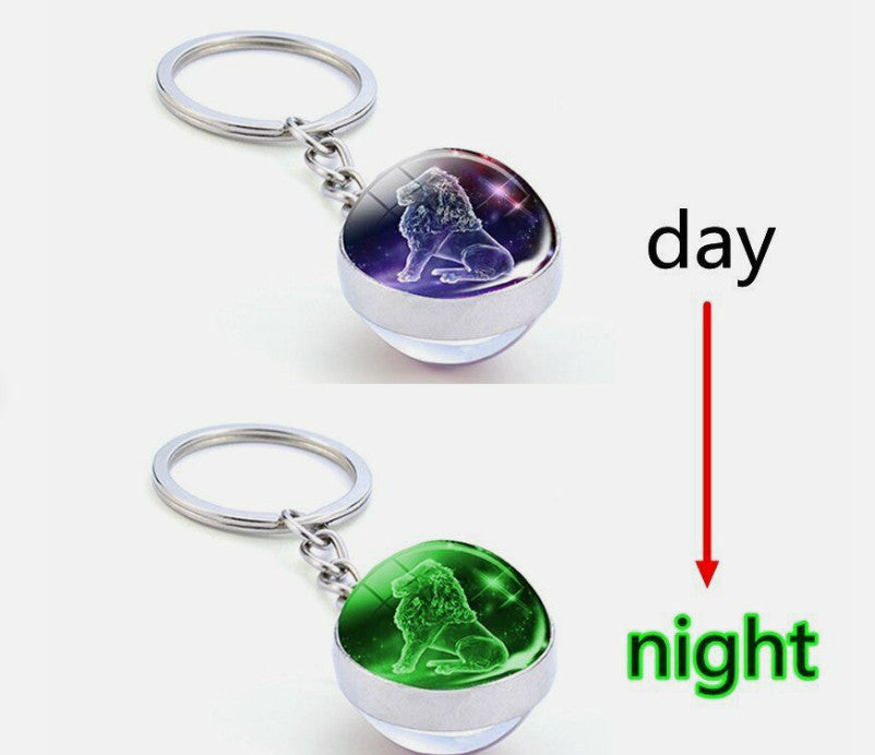 Luminous Glass Ball Zodiac Keychain