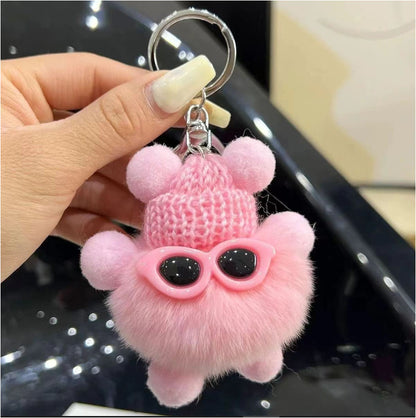 Cute Monster Pom Pom Keyrings
