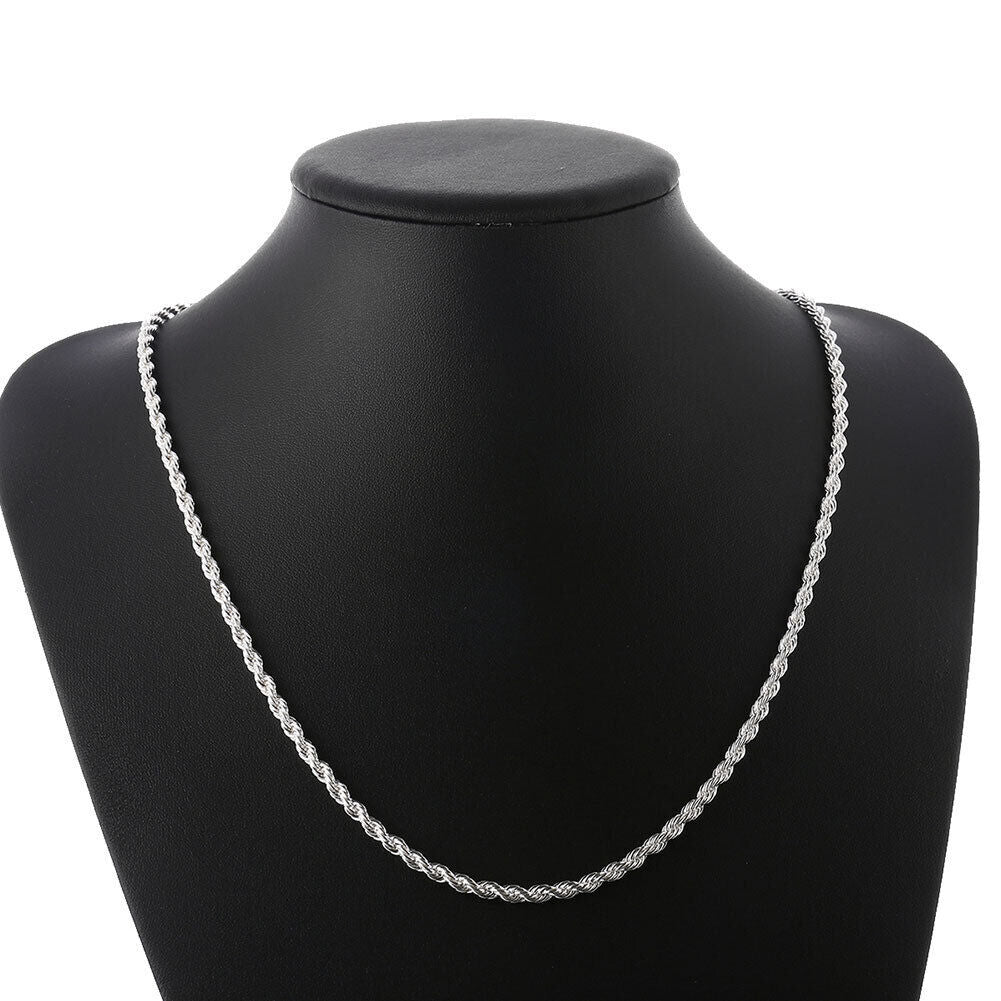 NEW Italian Style 925 Sterling Silver Twisted Rope Necklace Bracelet   4mm