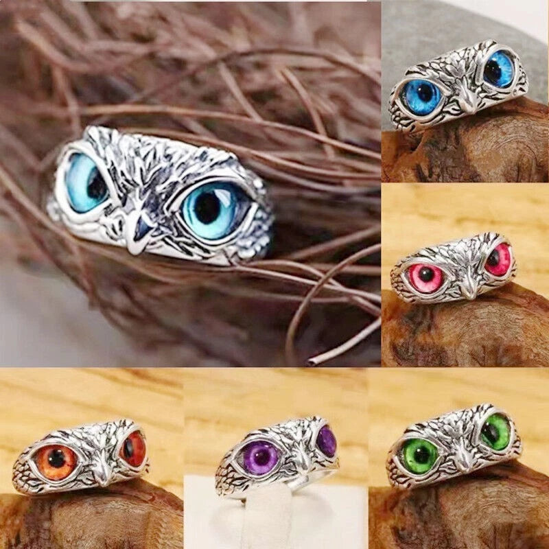 Open Adjustable Retro Devil Eye owl Ring KK Labib