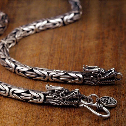 Double Headed Viking Dragon Scale Link Bangle
