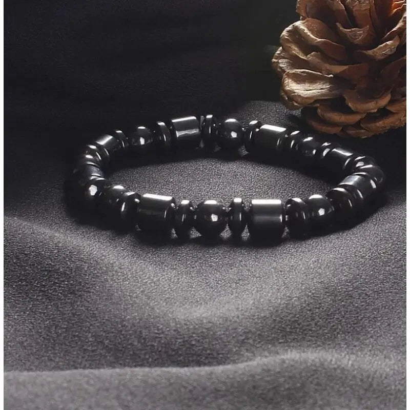 Black Stone Bracelet Weight Loss Magnetic Therapy Slimming Healthcare Bangle UK